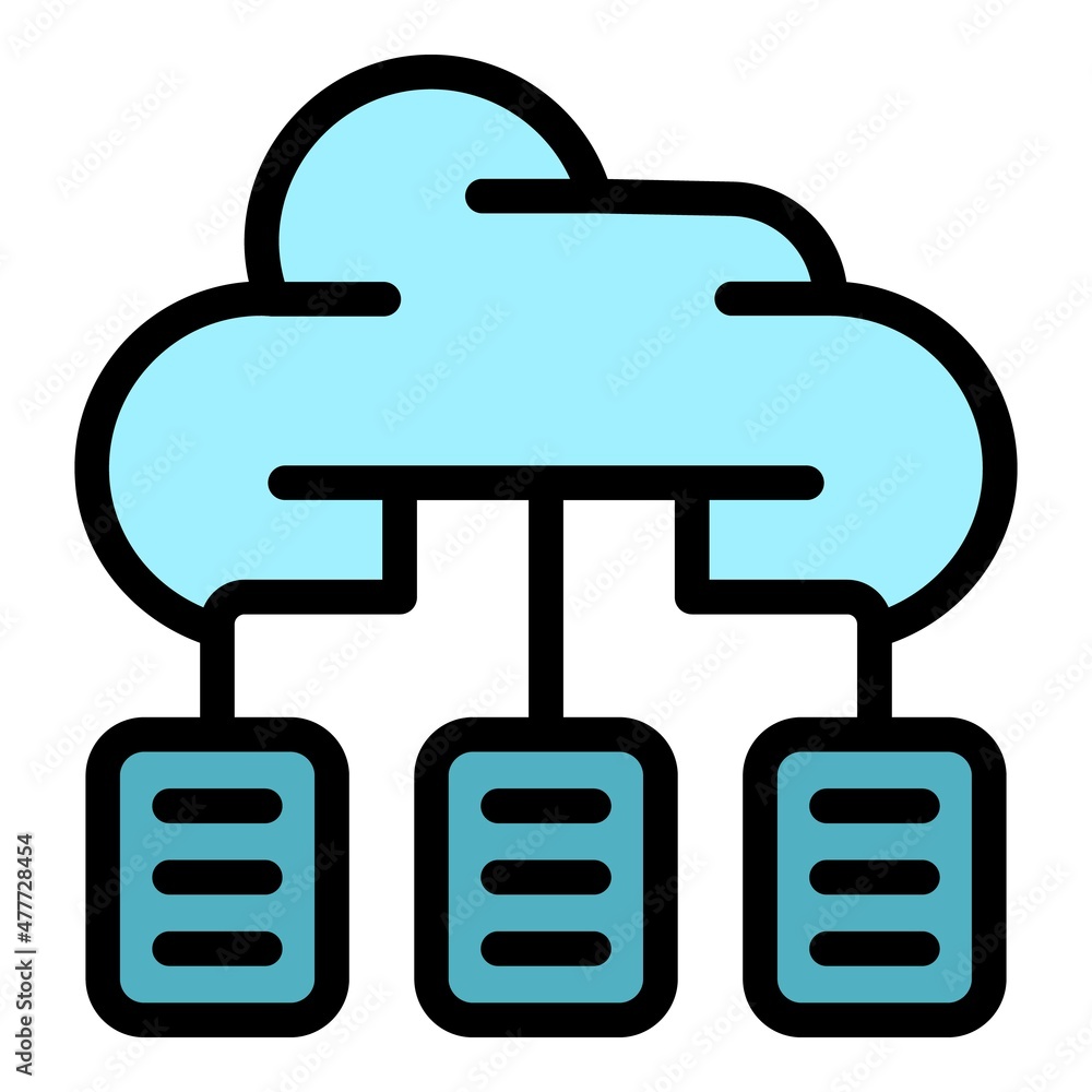 Poster data cloud icon. outline data cloud vector icon color flat isolated