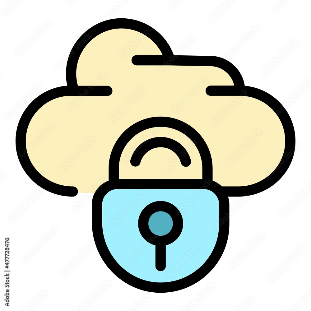 Poster data lock cloud icon. outline data lock cloud vector icon color flat isolated