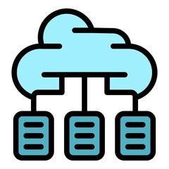 Data cloud icon. Outline data cloud vector icon color flat isolated