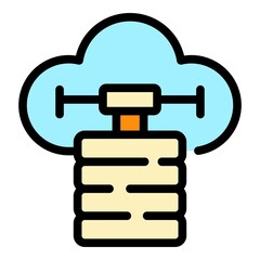 Server network icon. Outline server network vector icon color flat isolated