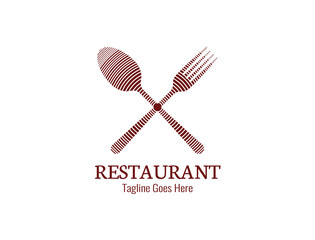The lines that make up the shadows of the spoon and fork look faintly crossed for the restaurant logo