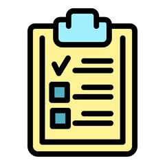 Slimming to do list icon. Outline slimming to do list vector icon color flat isolated