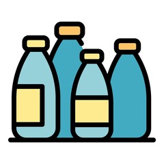 Shop bottle garbage icon. Outline shop bottle garbage vector icon color flat isolated