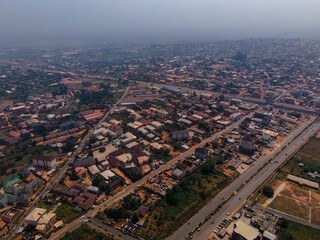 aerial view of the city of Awka, Nigeria