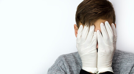 The guy in the rubber gloves covered his face, shame, embarrassment, the impotence of quarantine.