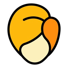 Head wig icon. Outline head wig vector icon color flat isolated