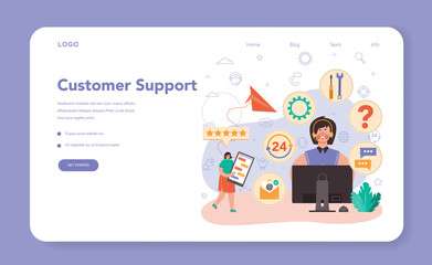 Technical support web banner or landing page. Consultant help