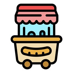 Street food cafe icon. Outline street food cafe vector icon color flat isolated