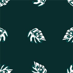 Tropical pattern with abstract monstera leaves on delicate background. Hawaiian style. Seamless pattern with blue monochromatic leaves. Exotic tropics. Summer design. fashionable texture. decorative