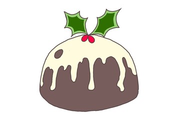 クリスマスプディング　Christmas pudding cartoon food illustration