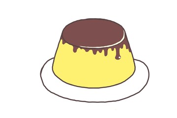 プリン　pudding cartoon food illustration