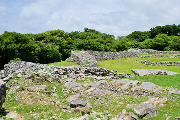 Fototapeta na wymiar The ruins of Nakijin castle in Okinawa.