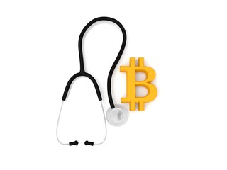 3d illustration bitcoin crypto currency stethoscope health care
