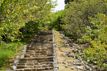 Stone step to Nakijin castle in Okinawa.