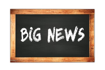 BIG  NEWS text written on wooden frame school blackboard.