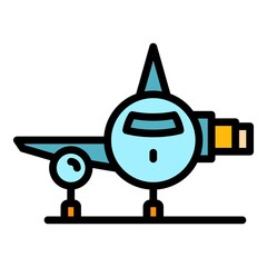 Airplane icon. Outline airplane vector icon color flat isolated