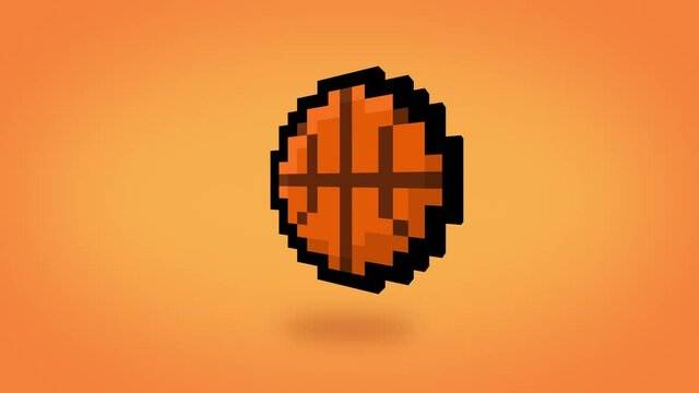Pixel 8 bit spinning basketball - alpha channel included