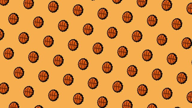 Pixel 8 bit spinning basketball pattern - alpha channel included