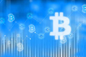 2d illustration  bit coin crypto currency block chain concept background
