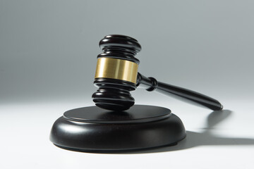 a judge's gavel on white background.