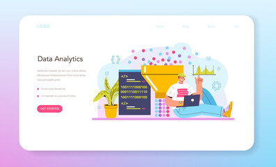 Big data analytics web banner or landing page. Big data from different