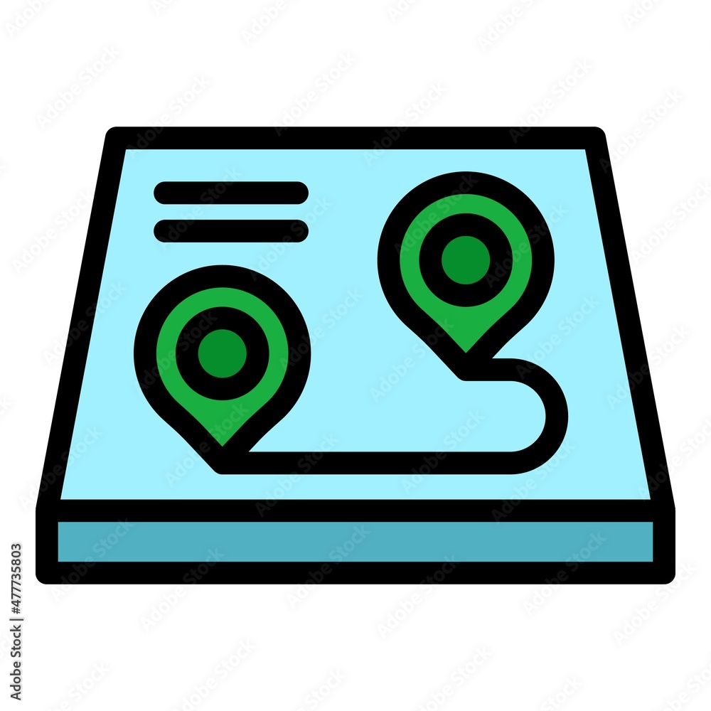 Poster path itinerary icon. outline path itinerary vector icon color flat isolated