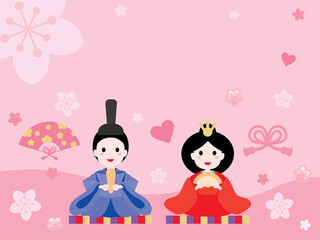 ひな祭りのお雛様の背景イラスト