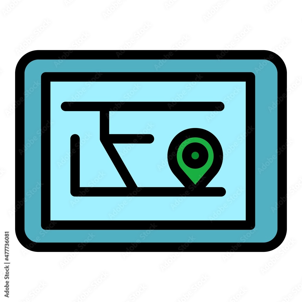 Poster calculate route icon. outline calculate route vector icon color flat isolated