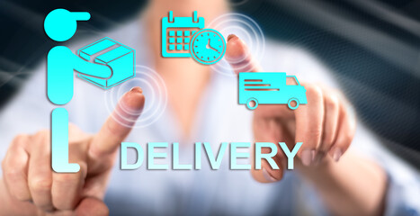 Woman touching a delivery concept