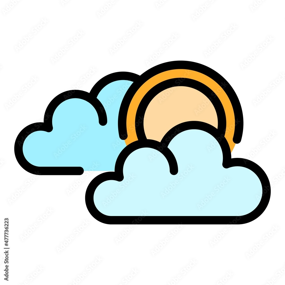 Poster cloudy icon. outline cloudy vector icon color flat isolated