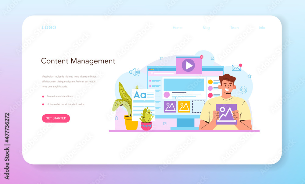 Canvas Prints content manager web banner or landing page. idea of digital promotion