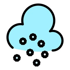 Snowflake cloud icon. Outline snowflake cloud vector icon color flat isolated