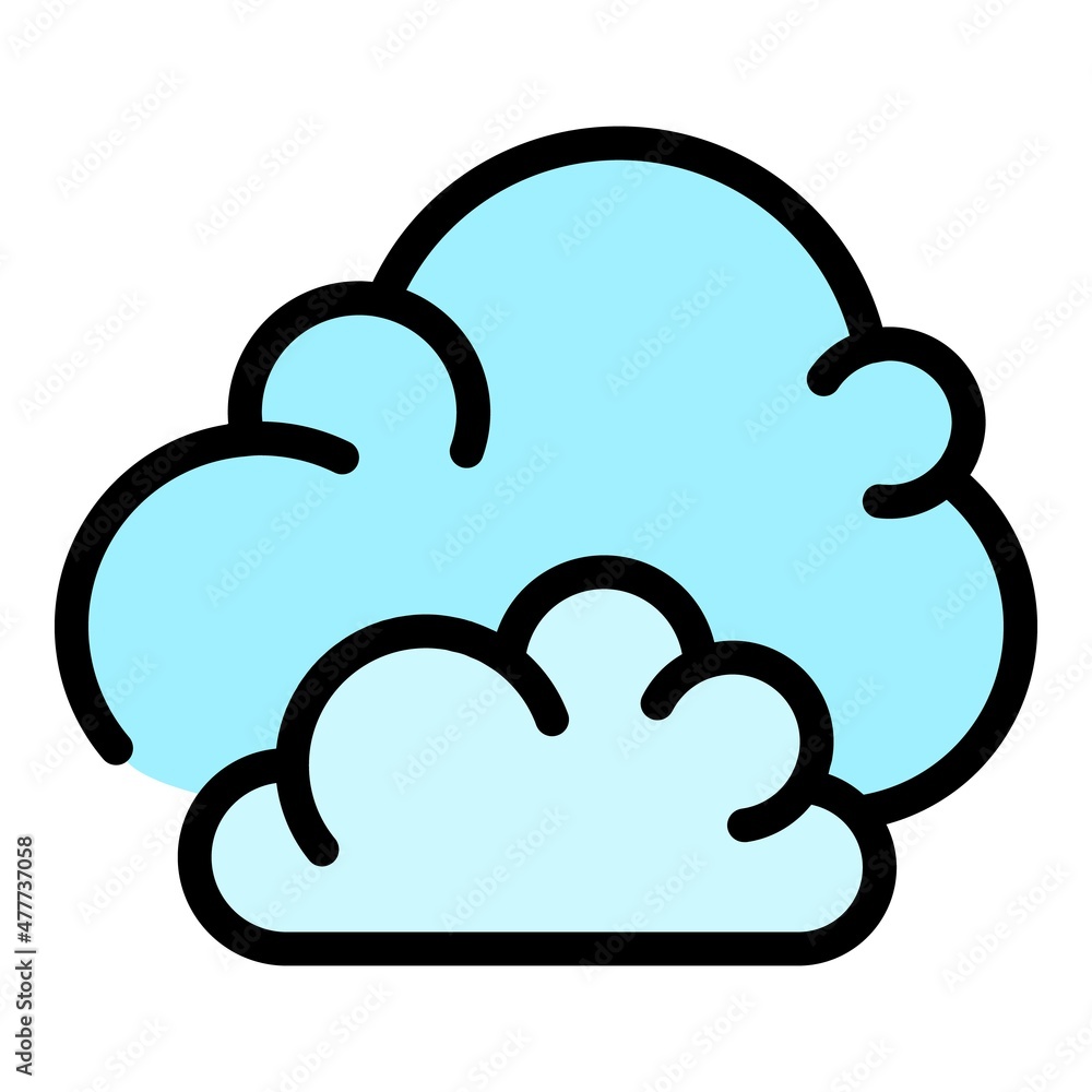 Poster fluffy clouds icon. outline fluffy clouds vector icon color flat isolated