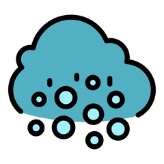 Weather rain cloud icon. Outline weather rain cloud vector icon color flat isolated