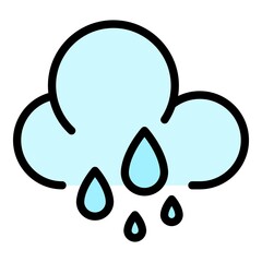 Shower cloud icon. Outline shower cloud vector icon color flat isolated