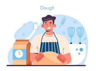 Dough products making. Baking industry, pastry baking process.