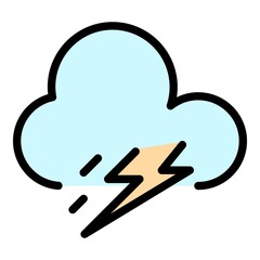 Storm thunder icon. Outline storm thunder vector icon color flat isolated