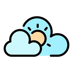 Season cloudy sky icon. Outline season cloudy sky vector icon color flat isolated