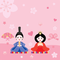 Fototapeta premium ひな祭りのお雛様の背景イラスト