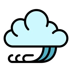 Windy cloudy weather icon. Outline windy cloudy weather vector icon color flat isolated