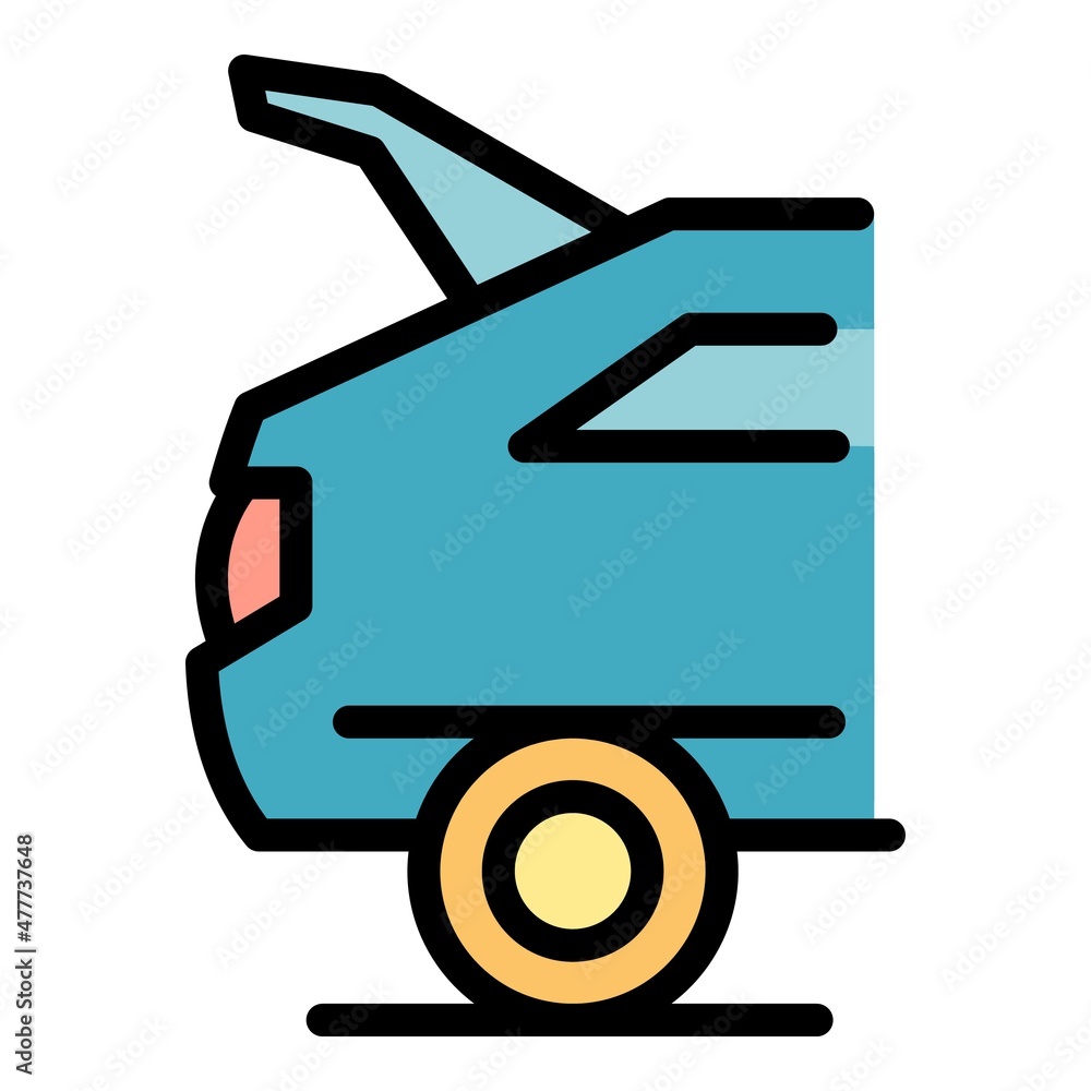 Poster open trunk car icon. outline open trunk car vector icon color flat isolated