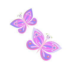 Colorful cartoon butterfly sticker art design stock vector illustration object isolated for web, for print