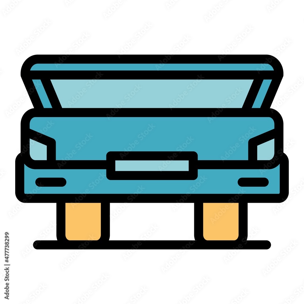 Poster open vehicle trunk icon. outline open vehicle trunk vector icon color flat isolated
