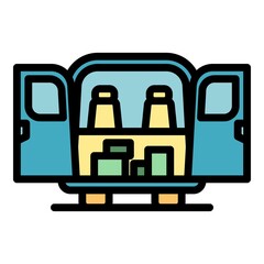 Vehicle trunk icon. Outline vehicle trunk vector icon color flat isolated