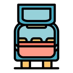 Vehicle boot icon. Outline vehicle boot vector icon color flat isolated