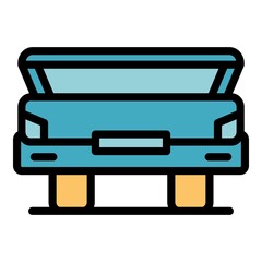 Open vehicle trunk icon. Outline open vehicle trunk vector icon color flat isolated