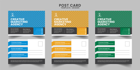 Corporate business or marketing agency postcard template design and EDDM postcard design template
