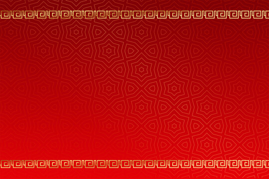 red chinese pattern background with golden borders