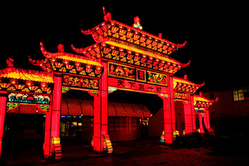 Illuminated temple gate