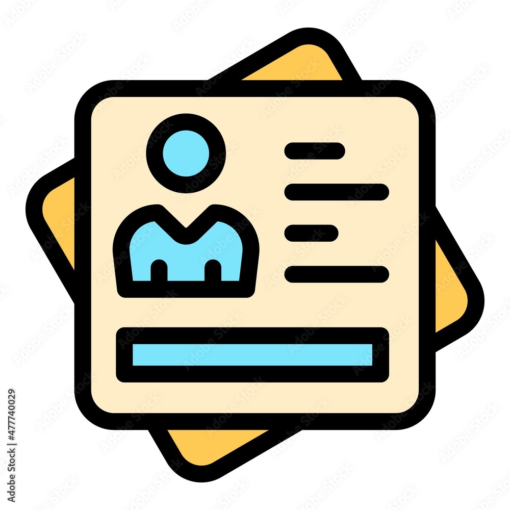 Poster pass id card icon. outline pass id card vector icon color flat isolated
